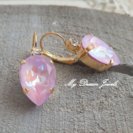 Oorbellen Druppel met Swarovski Helder Crystal & Lavender Delite