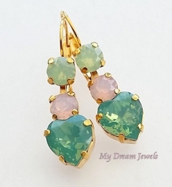 Goudkleurige Oorbellen Hart Opal Dreams met Swarovski  Crystal