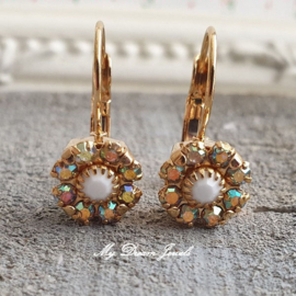 Oorbellen met Vintage Swarovski Flower Crystal AB