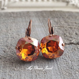 Oorbellen Square met Swarovski Crystal Copper
