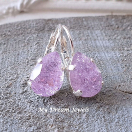 Oorbellen Bella met Crushed Crystal druppel "Violet "