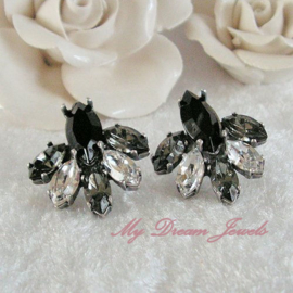 DQ Oorstekers Antiek Zilver voor Swarovski Navette 15x7mm en 10x5mm