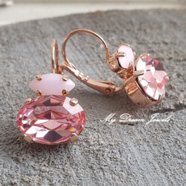 Oorbellen met Swarovski Crystal Rose Alabaster & Light Rose