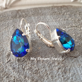 Oorbellen Belle met Swarovski Druppel "Crystal Bermuda Blue"