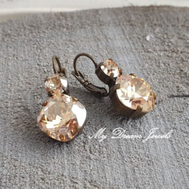 Oorbellen Square met Swarovski Crystal Golden Shadow