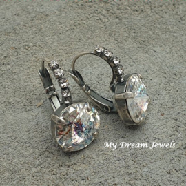 Luxe oorbellen met Swarovski Rivoli Crystal White Patina
