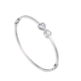 Roestvrij stalen (RVS) armband Lovely Hearts  met Zirkonia