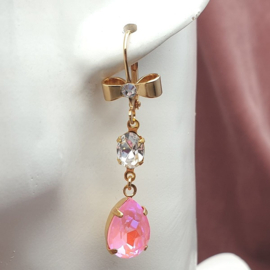 Oorbellen Papillon Crystal met druppel Shiny Dahlia Pink