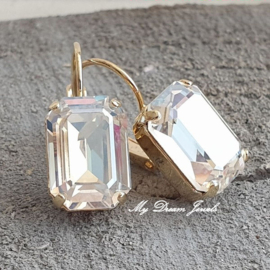 Oorbellen Emma met Swarovski Octagon " Crystal Moonlight"