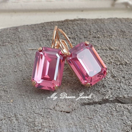 Oorbellen Emma met Swarovski Octagon " Rose Diamond"