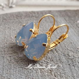 Oorbellen Belle met Swarovski Druppel "Air Blue Opal"