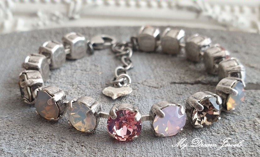 Armband Alison" Rose Opal & Greige "met Swarovski Crystal