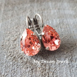 Oorbellen Belle met Swarovski druppel " Rose Peach"