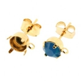 Oorstekers met oog Goud voor Swarovski puntsteen SS29