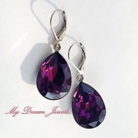 Oorhangers Swarovski Druppel Amethyst 18x13mm