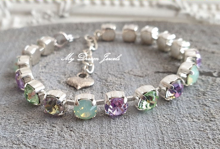 Armband " Violet & Green Opal" met Swarovski