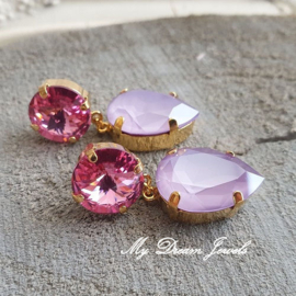 Oorstekers met Swarovski Crystal  Pink Lilac
