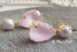 Oorstekers "Dreamy Powder Rose " met Swarovski Crystal