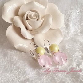 Oorbellen Pastel Dreams met Swarovski Yellow & Rose