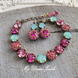 Oorbellen met Swarovski Pacific & Fuchsia