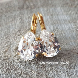 Oorbellen Belle met Swarovski Druppel "Crystal"