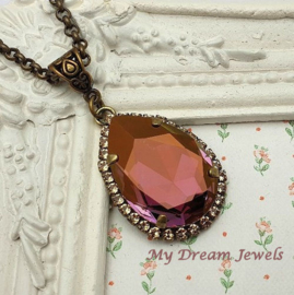 Luxe Ketting met Swarovski druppel Lilac Shadow