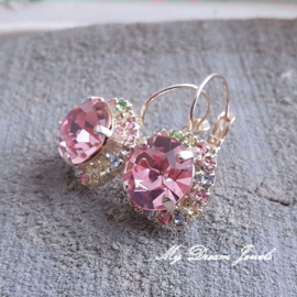 Oorbellen "Shiny Multi Light Pastel" met Swarovski Crystal