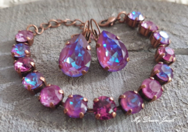 Armband Alison " Burgundy Orchide  " met Swarovski Crystal