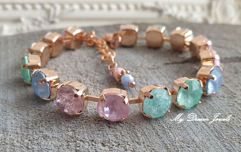 Armband Alison "Pastel Crushed Ice" met o.a. Swarovski Crystal