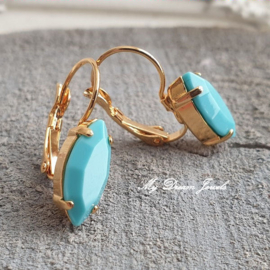 Oorbellen Swarovski Vintage  Navette Turquoise