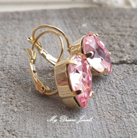 Oorbellen Becca met Swarovski Druppel "Light Rose"