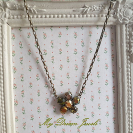 Ketting Flower "Fall Iridescent Olivine" met Swarovski Crystal