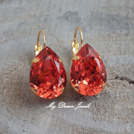 Oorbellen Sofia met Swarovski Druppel" Padparadscha "