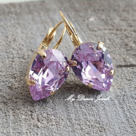 Oorbellen Becca met Swarovski Druppel "Violet"