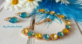 Armband Summer Sunshine Yellow/Turquoise met Swarovski Crystal