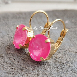 Oorbellen/Stekers Rivoli met  Swarovski " Crystal Electric Pink"