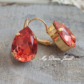 Oorbellen Sofia met Swarovski Druppel" Padparadscha "