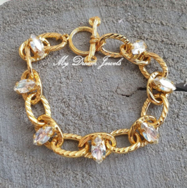 Schakelarmband "Gold & Moonlight "met Swarovski
