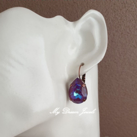 Oorbellen Sofia met Swarovski Druppel 18x13mm" Crystal Burgundy Delite"