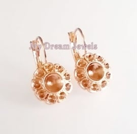 DQ Oorbellen Flower voor Swarovski puntsteen SS29 en PP18 in 5 kleuren platings
