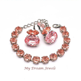 Oorbellen Peach en Light Rose met Swarovski Crystal
