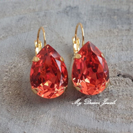 Oorbellen Sofia met Swarovski Druppel" Padparadscha "