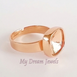 DQ Ring verstelbaar Rosé Gold voor Swarovski vierkant 4470 10mm