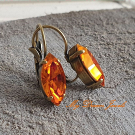Oorbellen Navette "Magical Autumn "met Swarovski Crystal