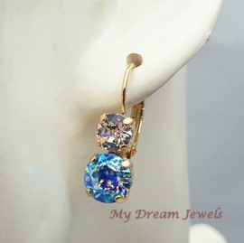 Oorbellen Lara met Swarovski " Twinkle Aqua "