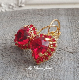 Luxe Oorbellen met Swarovski Hart Light Siam