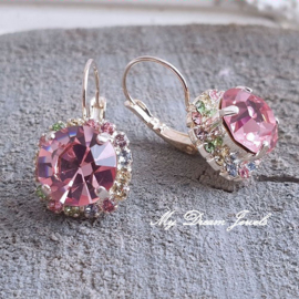 Oorbellen "Shiny Multi Light Pastel" met Swarovski Crystal