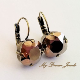 Oorbellen Square met Swarovski Brown Delight