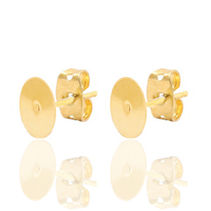 DQ Oorstekers met een platte kant Goudkleurig 6mm