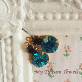 Vintage Swarovski Duo Hanger Jet. Blue Zircon